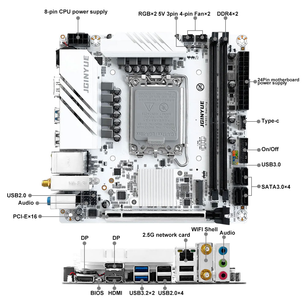 JGINYUE B760 Motherboard LGA 1 - đánh giá và giá Lga1700 Itx Motherboard Ddr5